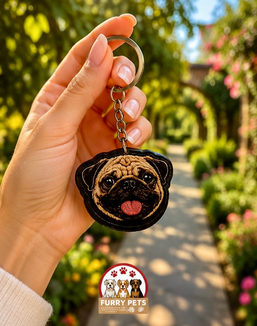 Happy Pug Acrylic Keychain | Premium Pet Keychain