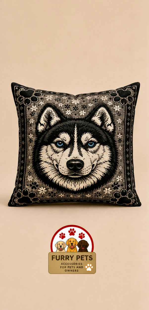 Blue Eyes Husky Decorative Cushion | Premium Double-Sided Plush Cushion