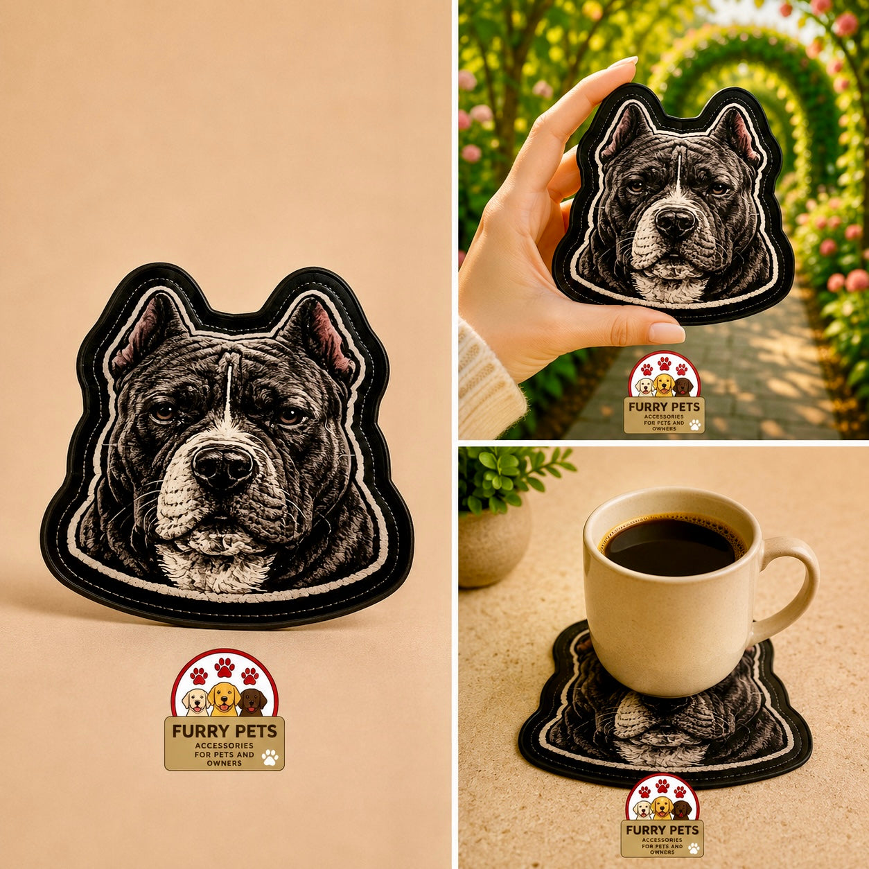 Pitbull Acrylic Coaster | Pet Lovers Cup & Mug Coaster set of 3
