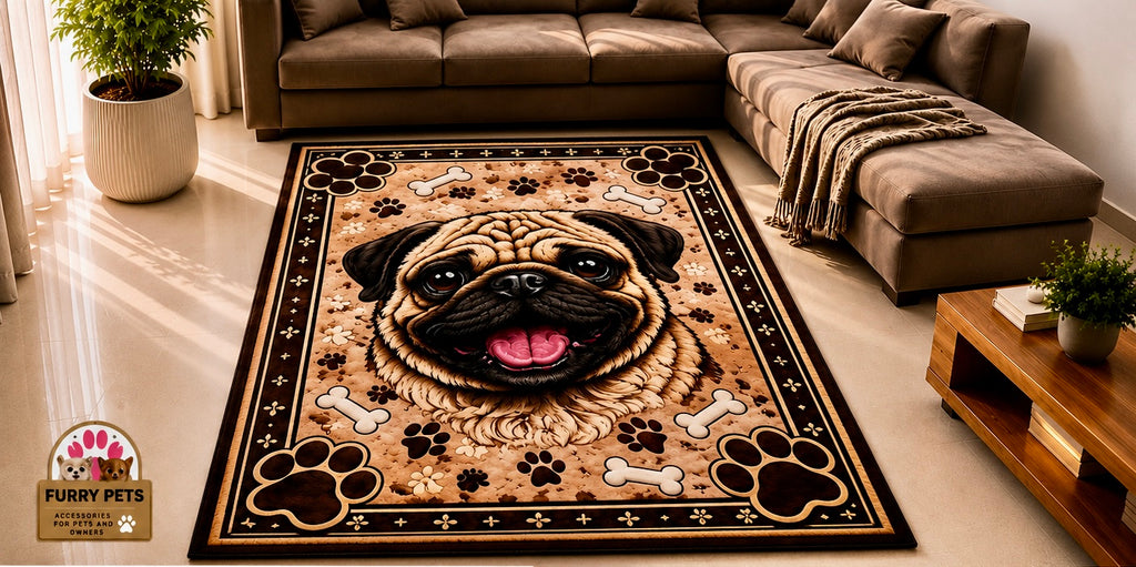 Happy Pug Premium Carpet – 180×120 cm