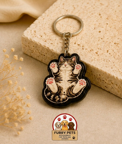 Lazy Kitty Acrylic Keychain | Premium Pet Keychain