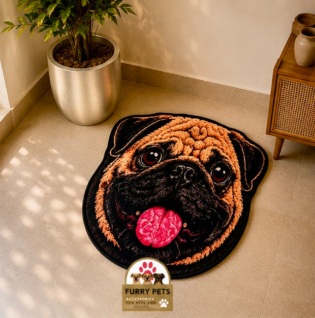 Happy Pug Face Rug