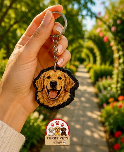 Golden Joy Acrylic Keychain | Premium Pet Keychain