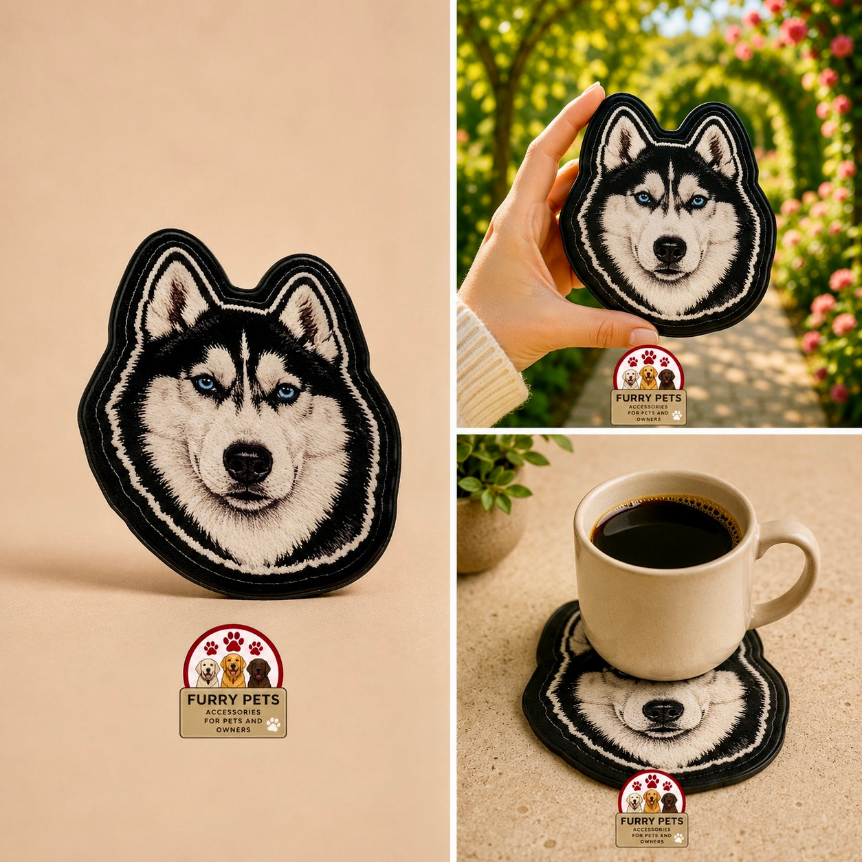 Husky Acrylic Coaster | Pet Lovers Cup & Mug Coaster set of 3