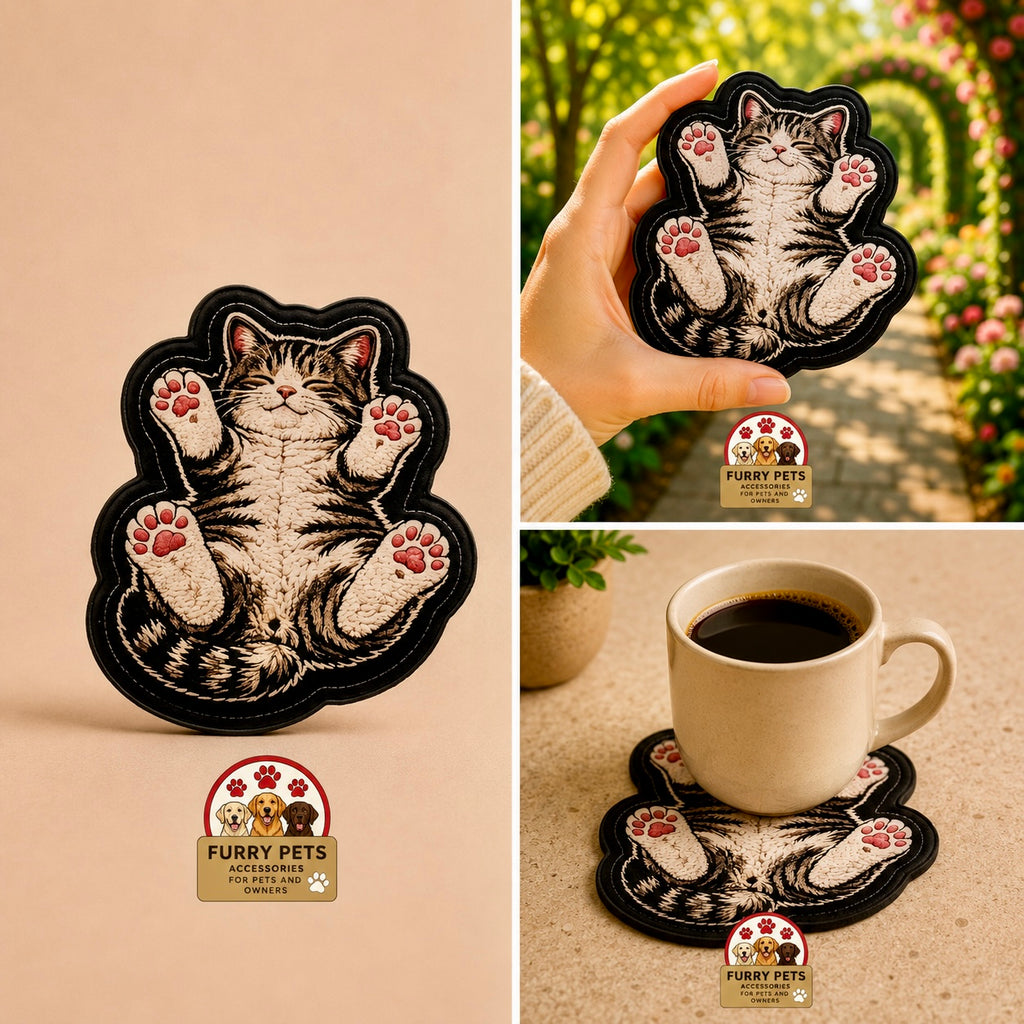 Lazy Kitty Acrylic Coaster | Cat Lovers Cup & Mug Coaster set of 3