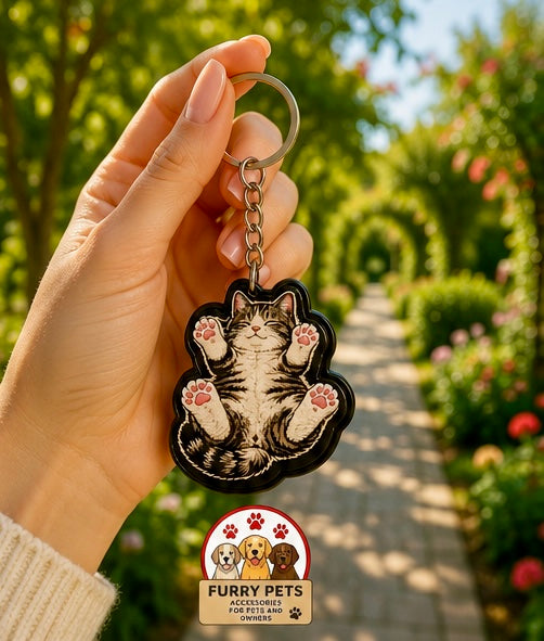 Lazy Kitty Acrylic Keychain | Premium Pet Keychain