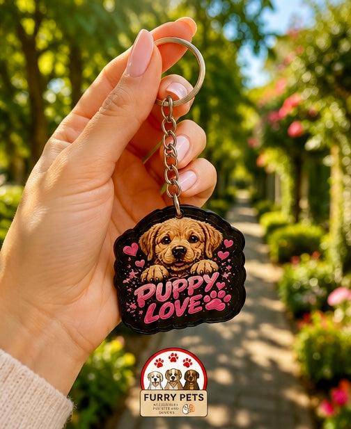 Puppy Love Acrylic Keychain | Premium Pet Keychain