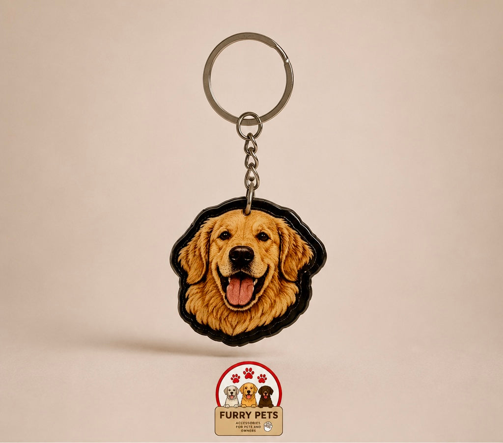 Golden Joy Acrylic Keychain | Premium Pet Keychain
