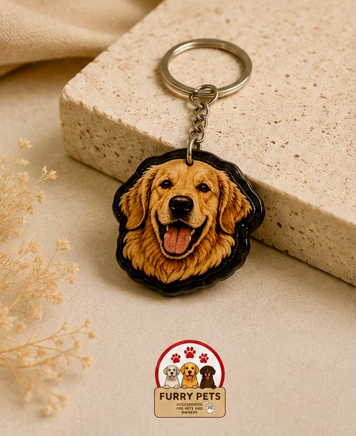 Golden Joy Acrylic Keychain | Premium Pet Keychain