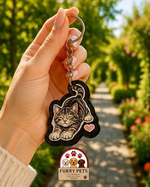Cute Cat Acrylic Keychain | Premium Pet Keychain