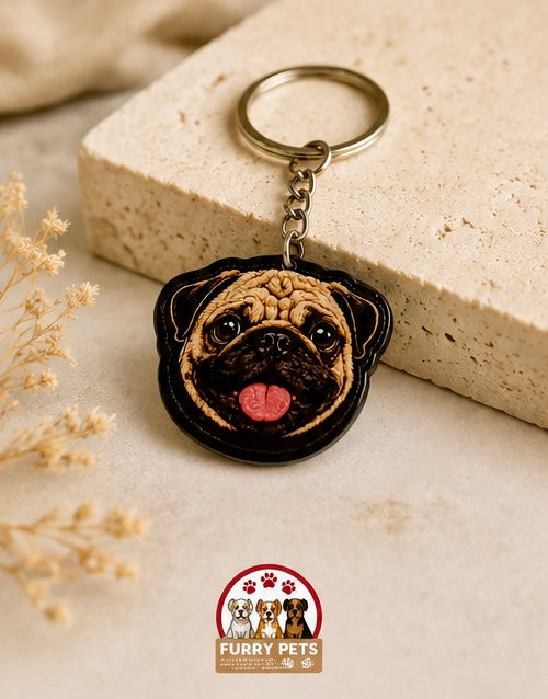 Happy Pug Acrylic Keychain | Premium Pet Keychain