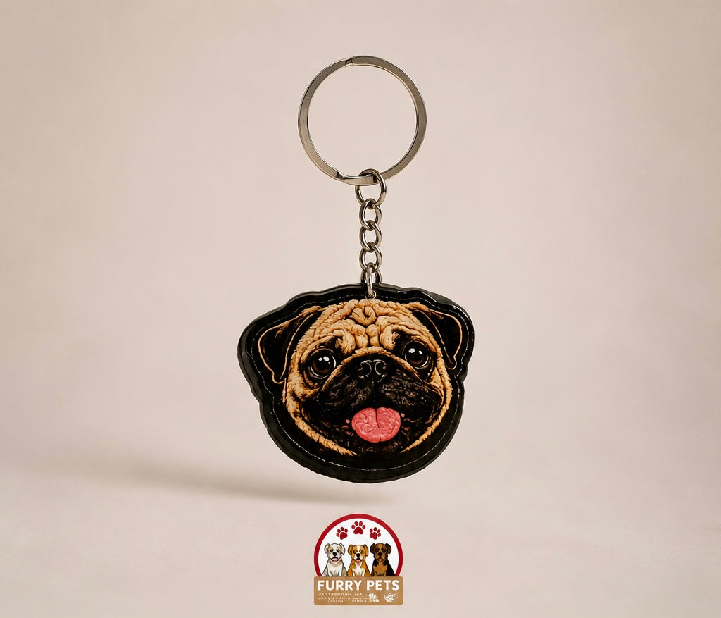 Happy Pug Acrylic Keychain | Premium Pet Keychain
