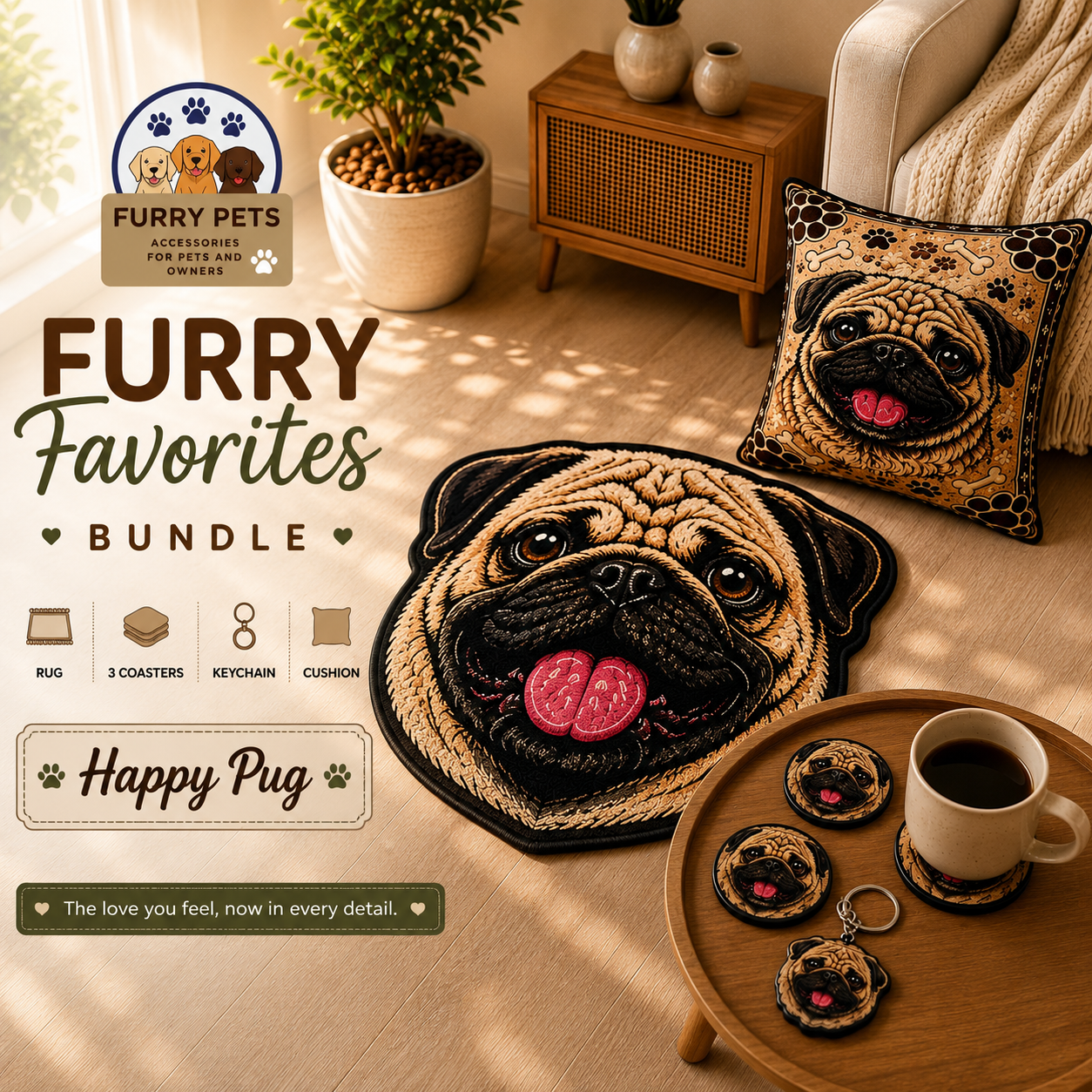 Happy Pug Furry Favorites bundle 4 products
