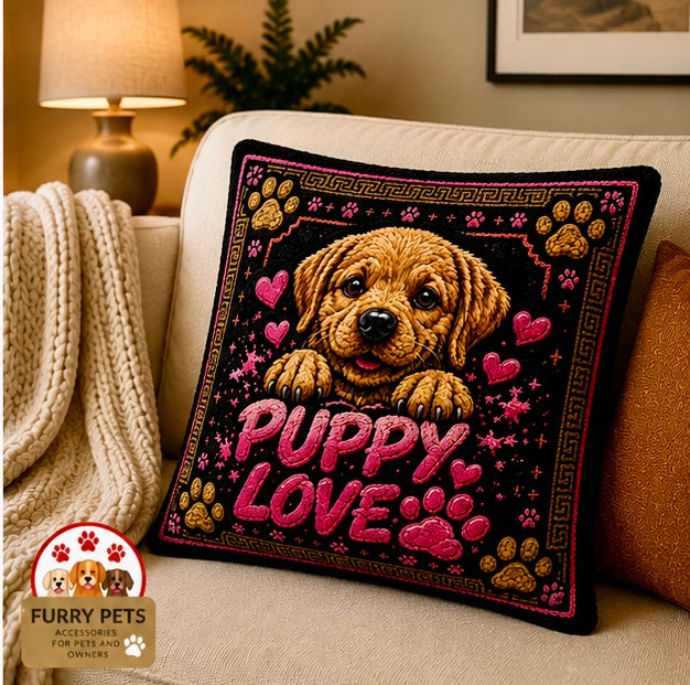 Puppy Love Cushion | Premium Double-Sided Plush Cushion