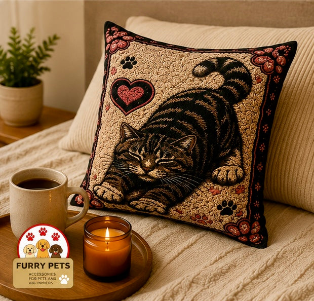 Stretching Cat Decorative Cushion | Premium Double-Sided Plush Cushion