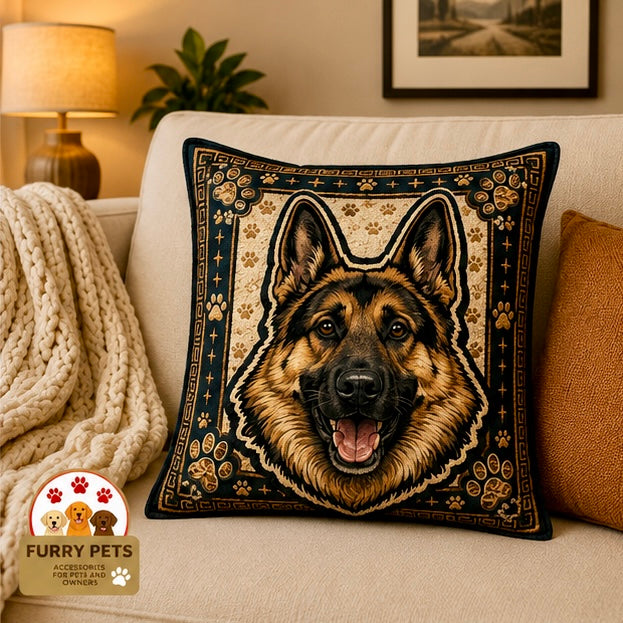 Brave Buddy German Shepherd Decorative Cushion | Premium Double-Sided Plush Cushion