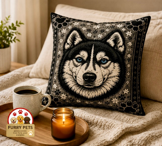 Blue Eyes Husky Decorative Cushion | Premium Double-Sided Plush Cushion