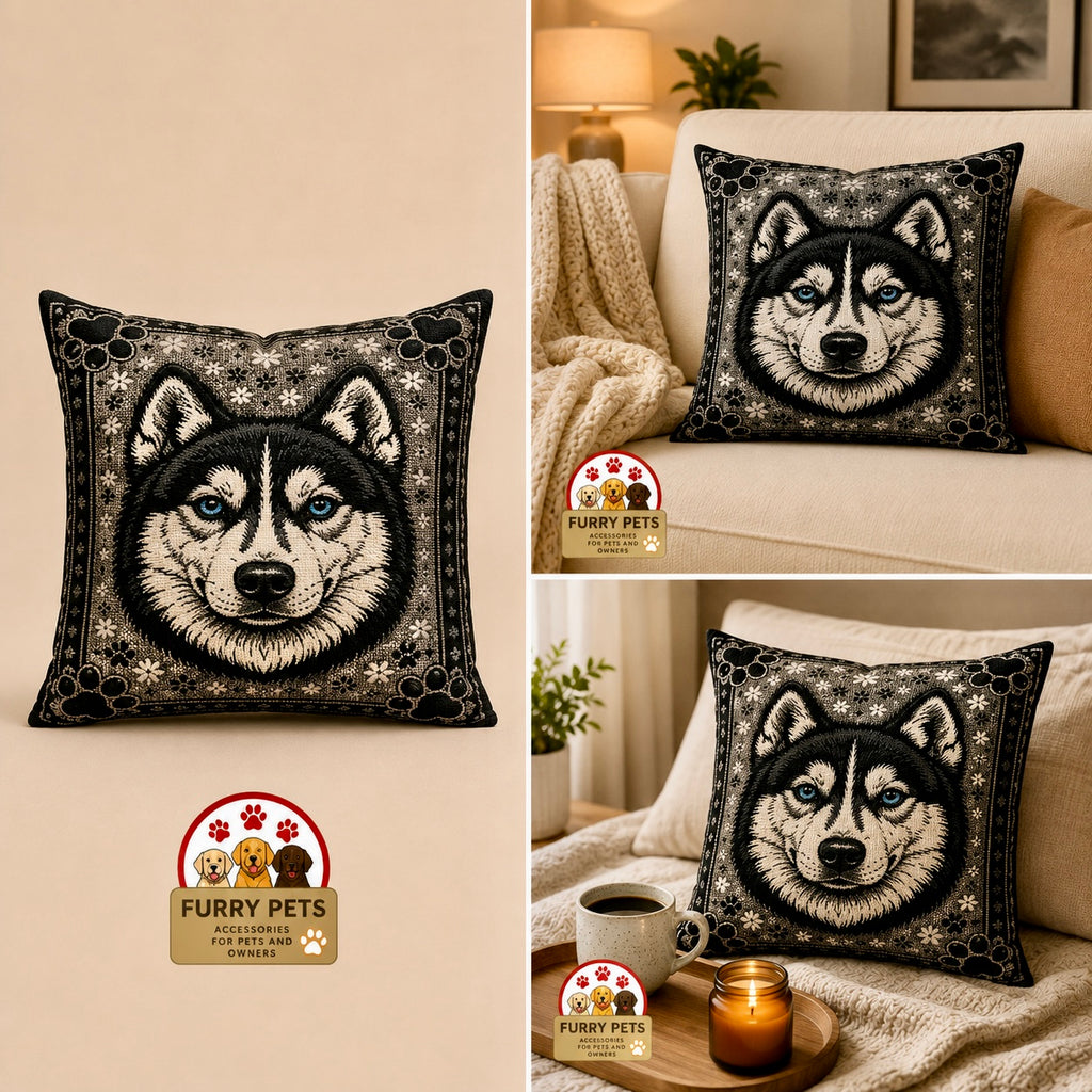 Blue Eyes Husky Decorative Cushion | Premium Double-Sided Plush Cushion
