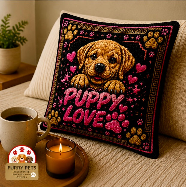 Puppy Love Cushion | Premium Double-Sided Plush Cushion