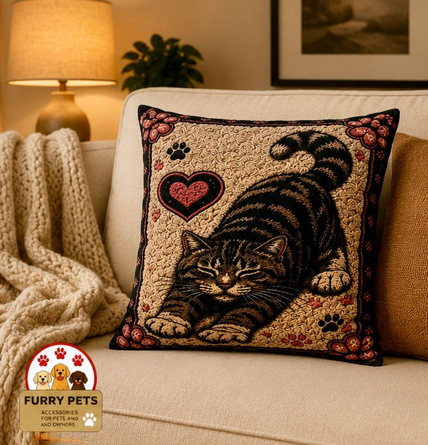 Stretching Cat Decorative Cushion | Premium Double-Sided Plush Cushion