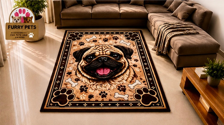 Happy Pug Premium Carpet – 180×120 cm