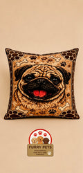 Happy Pug Decorative Cushion | Premium Double-Sided Plush Cushion