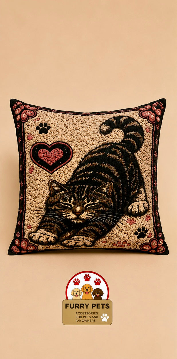 Stretching Cat Decorative Cushion | Premium Double-Sided Plush Cushion