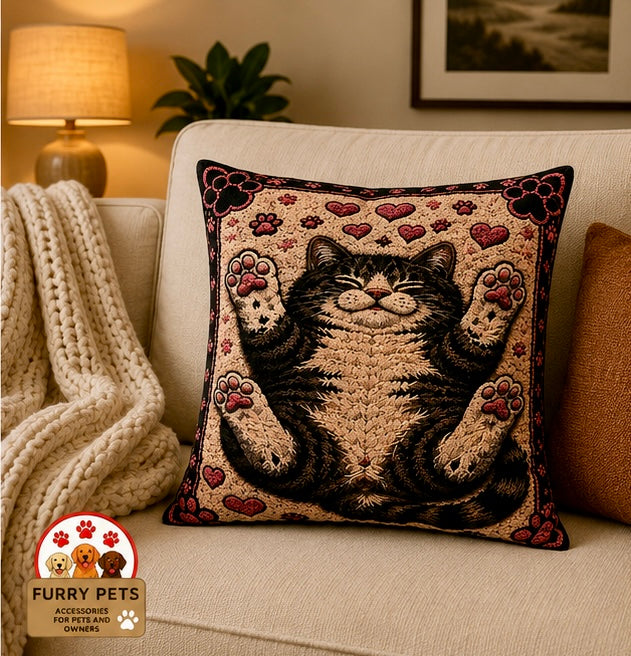 Lazy Kitty Decorative Cushion | Premium Double-Sided Plush Cushion