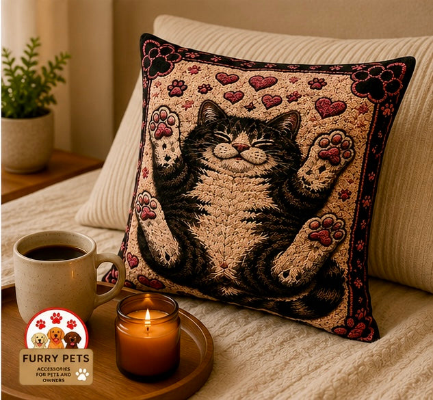 Lazy Kitty Decorative Cushion | Premium Double-Sided Plush Cushion